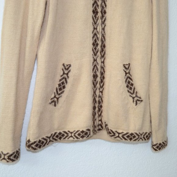 The Alpaca Connection Womens S Full Zip Sweater Nordic Print Blue Peru - Picture 3 of 16